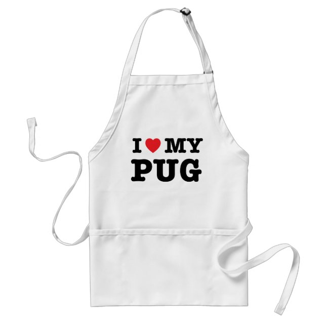 Jag älskar min pug Kitchen Apron Förkläde (Framsidan)