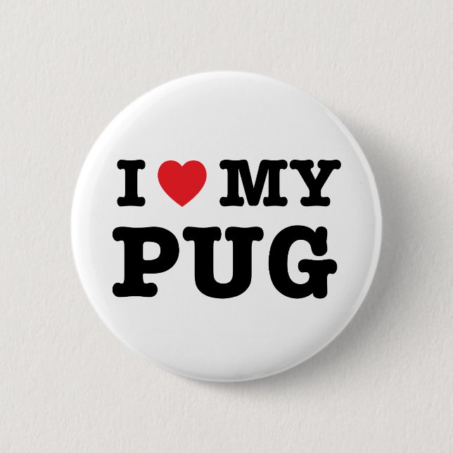 Jag älskar min pug knapp (Framsida)