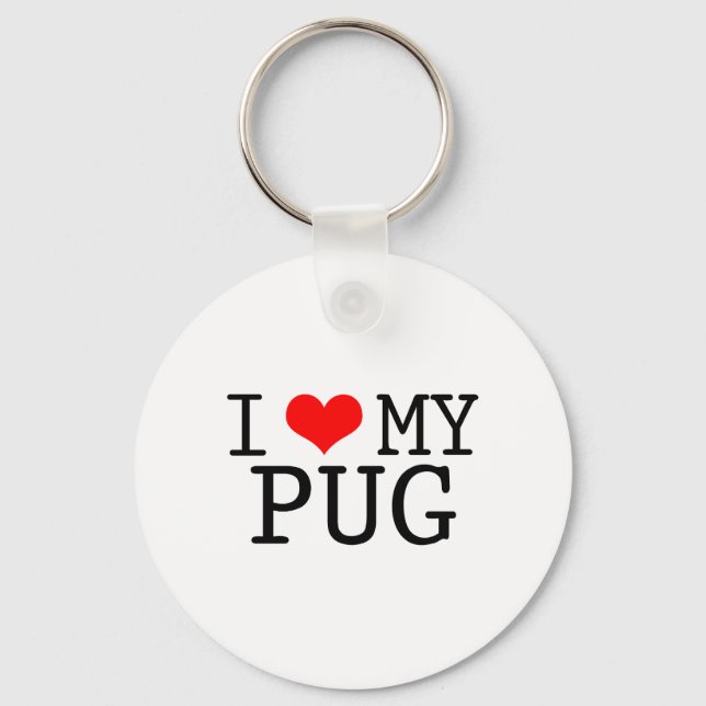 Jag älskar min pug nyckelring (Framsida)