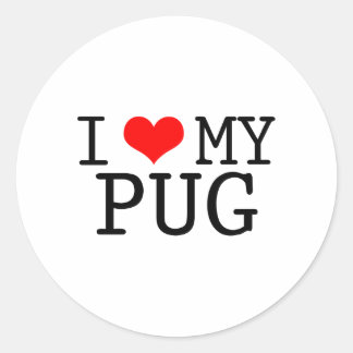Jag älskar min pug runt klistermärke