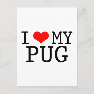 Jag älskar min pug vykort