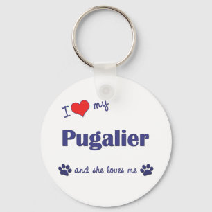 Jag älskar min Pugalier (den kvinnliga hunden) Nyckelring