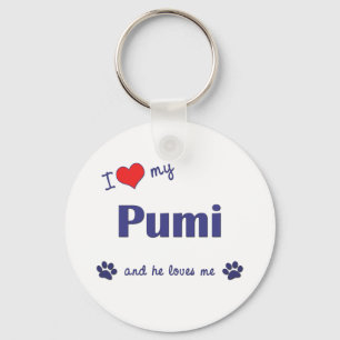 Jag älskar min Pumi (den Male hunden) Nyckelring