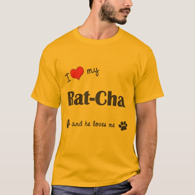Jag älskar min Råtta-Cha (den Male hunden) Tee (Framsida)