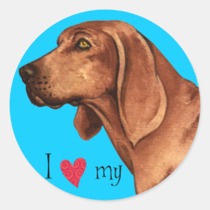 Jag älskar min Redbone Coonhound Runt Klistermärke