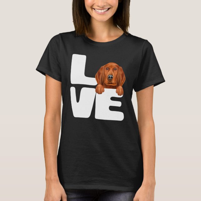 Jag älskar min röda coonhound hund t shirt (Framsida)
