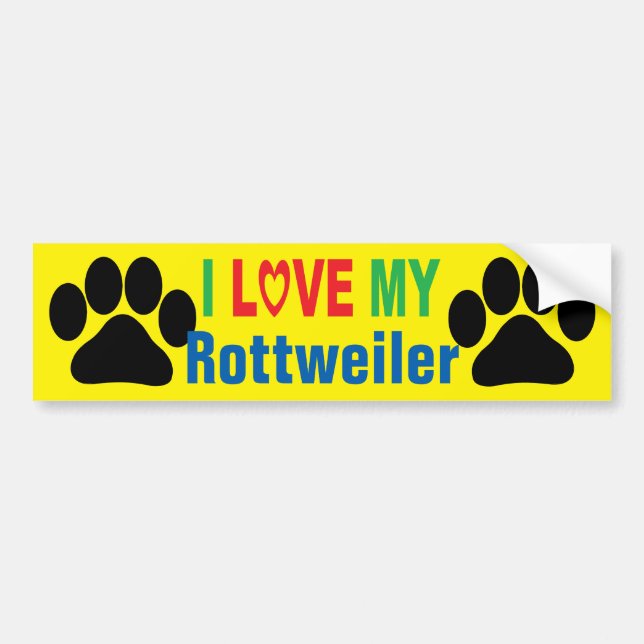 Jag älskar min Rottweiler bildekal (Framsidan)