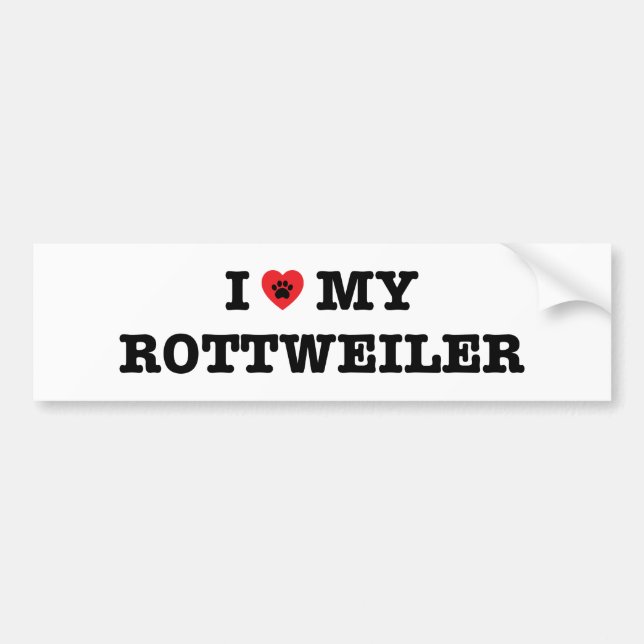 Jag älskar min Rottweiler Bumper Sticker Bildekal (Framsidan)
