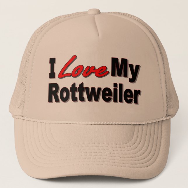 Jag älskar min Rottweiler hundgåvor och dräkt Truckerkeps (Framsida)