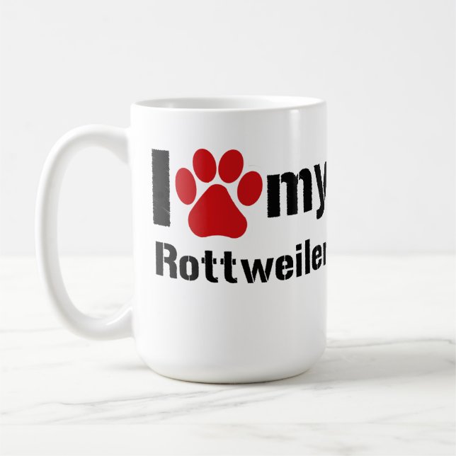 Jag älskar min Rottweiler Kaffemugg (Vänster)