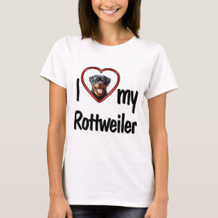 Jag älskar min Rottweiler Söt hjärta Foto Ram T Shirt