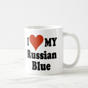 Jag älskar min ryska blåttkattMerchandise Kaffemugg