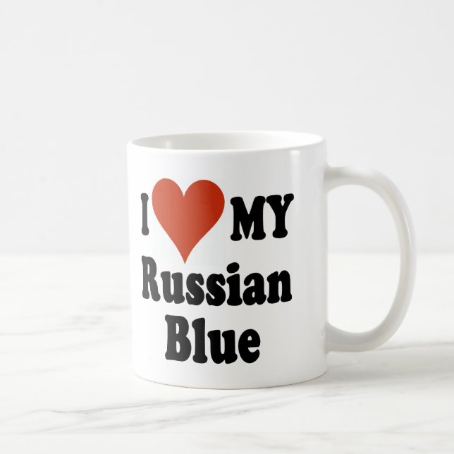Jag älskar min ryska blåttkattMerchandise Kaffemugg (Höger)
