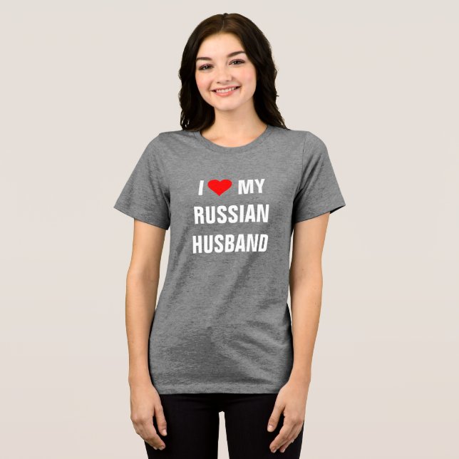 "Jag älskar min ryska make" T-Shirt (Framsida Full)