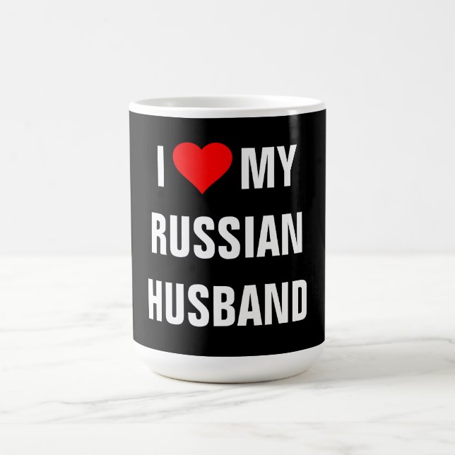 "Jag älskar min ryska make" T-Shirt Kaffemugg (Center)