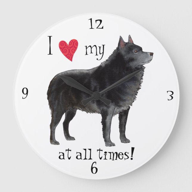 Jag älskar min Schipperke Stor Klocka (Framsida)