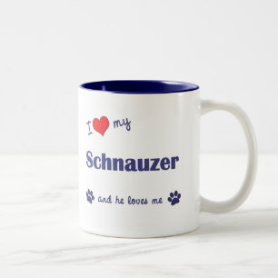 Jag älskar min Schnauzer (den Male hunden) Två-Tonad Mugg