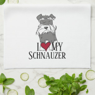 Jag älskar min Schnauzer Kökshandduk