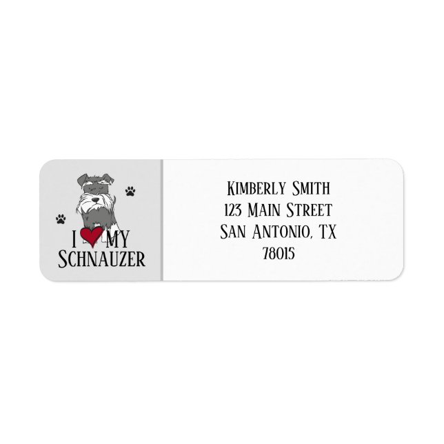 Jag älskar min Schnauzer returadress Etikett (Framsidan)