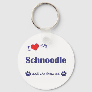 Jag älskar min Schnoodle (den kvinnliga hunden) Nyckelring