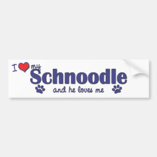 Jag älskar min Schnoodle (den Male hunden) Bildekal