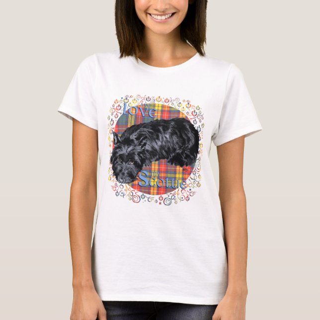 Jag älskar min Scottie på Plaid T Shirt (Framsida)