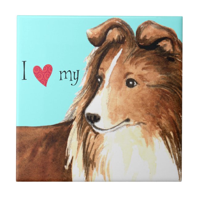 Jag älskar min Sheltie Kakelplatta (Framsidan)