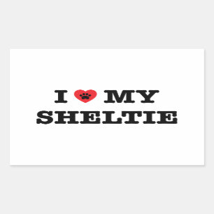 Jag älskar min Sheltie Sticker Rektangulärt Klistermärke