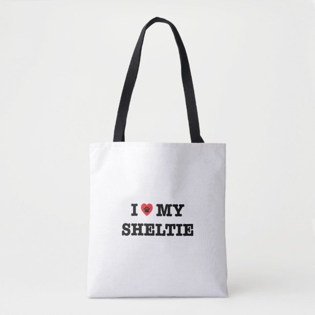Jag älskar min Sheltie Tote Bag Tygkasse (Framsida)