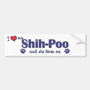 Jag älskar min Shih-Poo (honhund) Bildekal