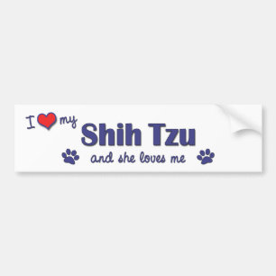 Jag älskar min Shih Tzu (den kvinnliga hunden) Bildekal