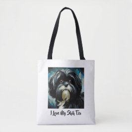 Jag älskar min Shih Tzu-handväska Tygkasse