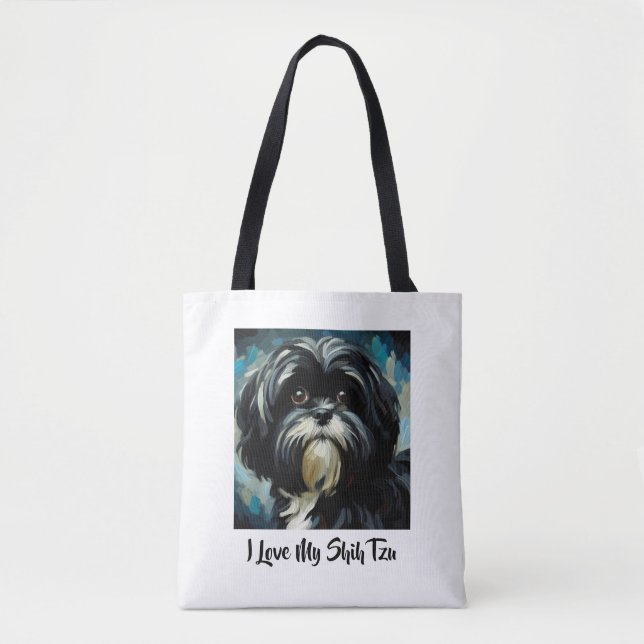Jag älskar min Shih Tzu-handväska Tygkasse (Framsida)