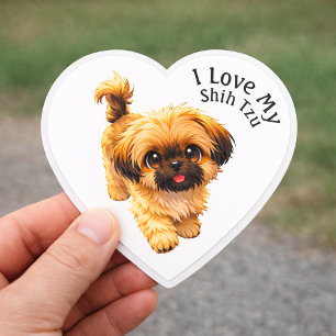 Jag älskar min Shih Tzu-hund Hjärtformat Klistermärke