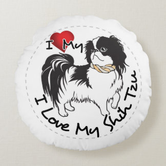 Jag älskar min Shih Tzu hund Rund Kudde