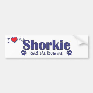 Jag älskar min Shorkie (den kvinnliga hunden) Bildekal