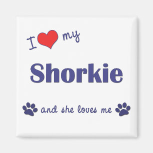 Jag älskar min Shorkie (den kvinnliga hunden) Magnet