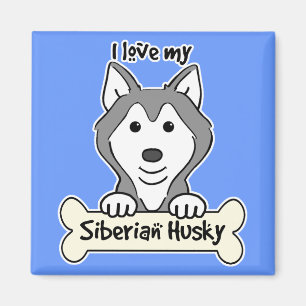 Jag älskar min siberian husky magnet