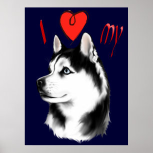 Jag älskar min siberian huskyaffisch poster
