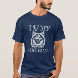 Jag älskar min sibiriska, Katt-tåavtryck vita på m T Shirt
