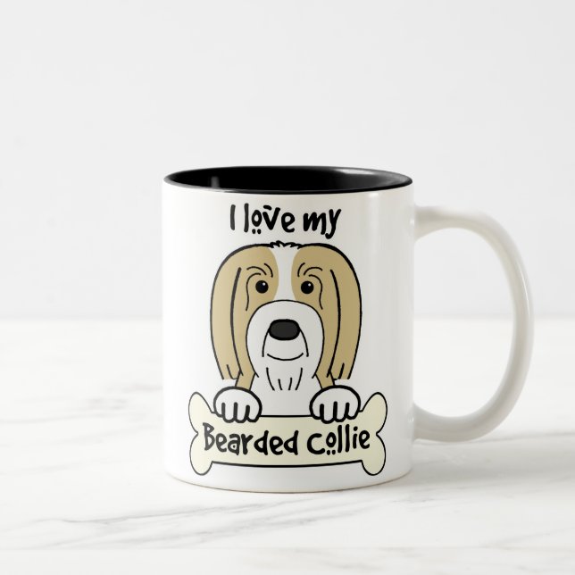 Jag älskar min skäggiga Collie Två-Tonad Mugg (Höger)