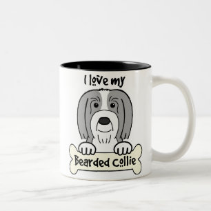 Jag älskar min skäggiga Collie Två-Tonad Mugg