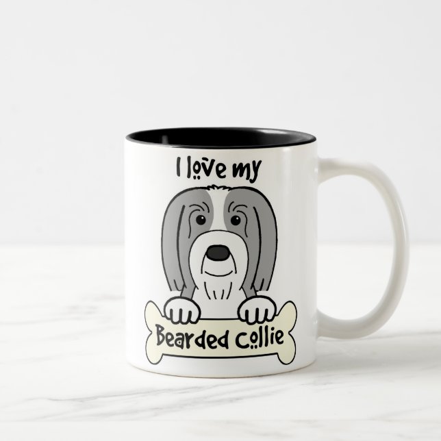 Jag älskar min skäggiga Collie Två-Tonad Mugg (Höger)