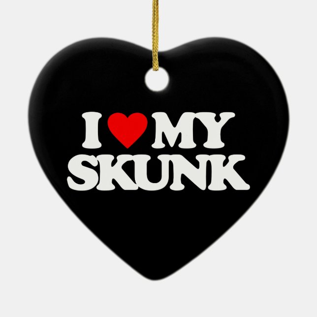 JAG ÄLSKAR MIN SKUNK JULGRANSPRYDNAD KERAMIK (Baksidan)