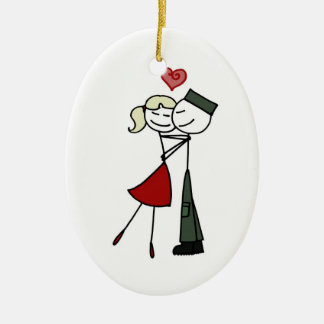 Jag älskar min soldat (blondinen) julgransprydnad keramik