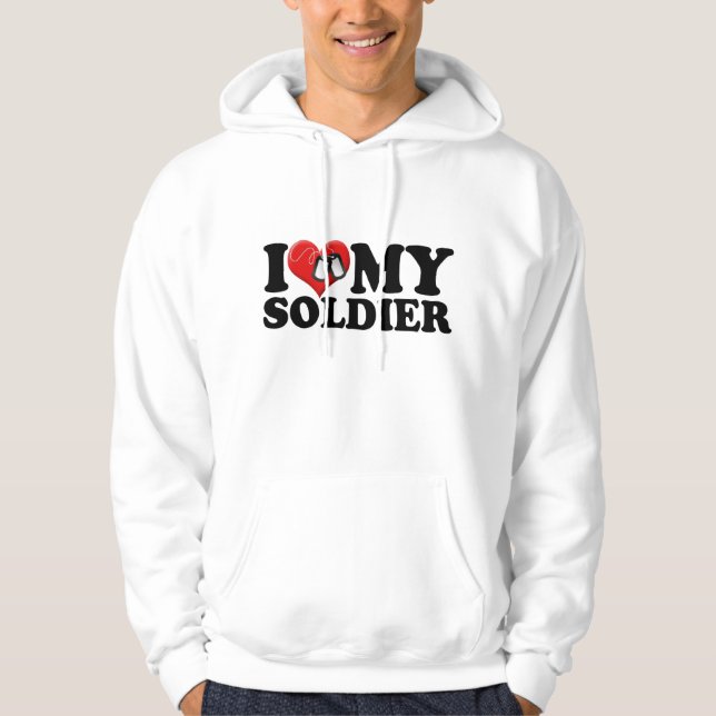 Jag älskar min soldat sweatshirt med luva (Framsida)