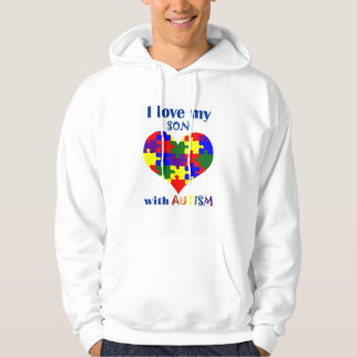 Jag älskar min son med Autism Sweatshirt Med Luva