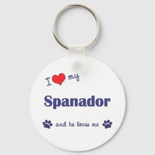 Jag älskar min Spanador (den Male hunden) Nyckelring