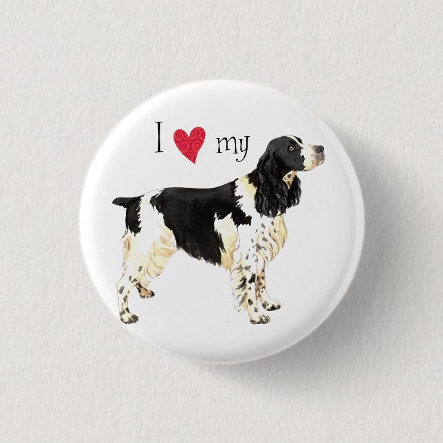 Jag älskar min Spaniel för den engelska springeren Knapp (Framsida)