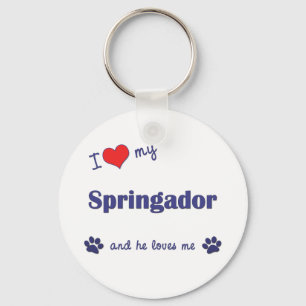 Jag älskar min Springador (den Male hunden) Nyckelring